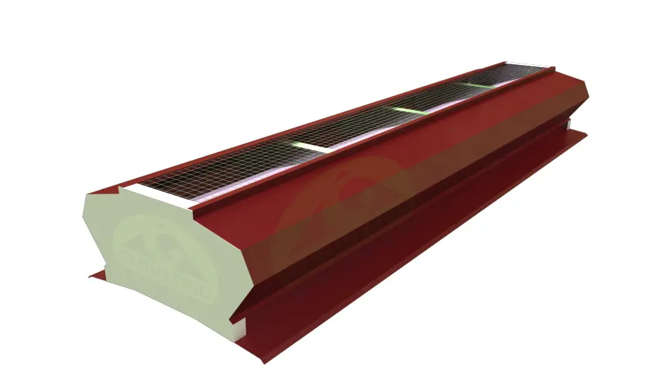 Geometric Steels Onion type ridge vent on a warehouse roof